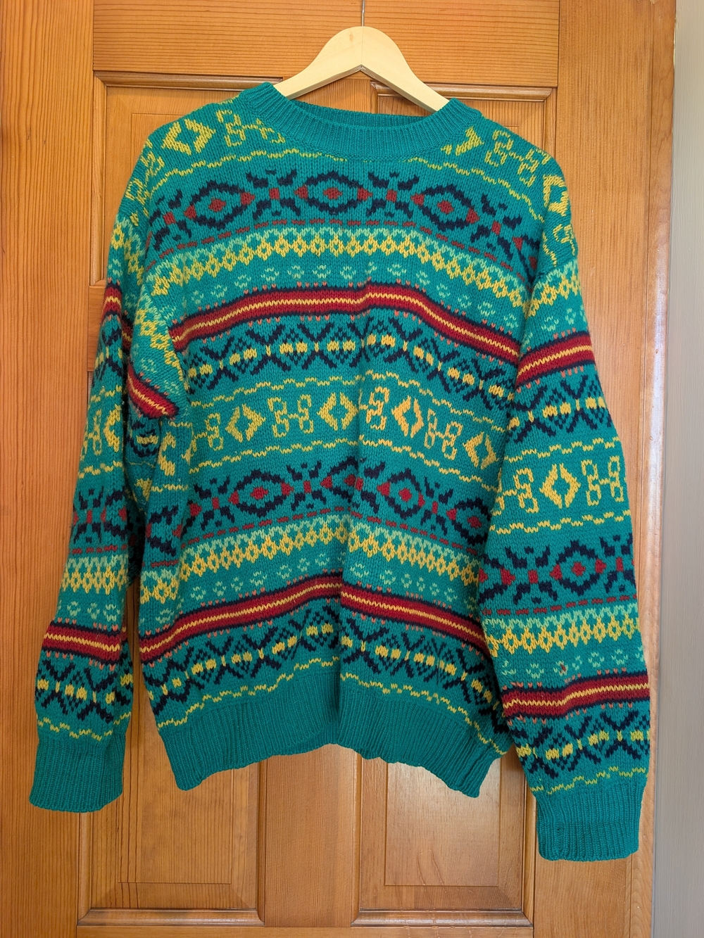Vintage United Colors Of Benetton Shetland Wool Fair Isle Sweater XL
